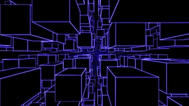 Voando Túnel Infinito Cúbico Animado Rotativo Cubos Movem Dentro Túnel — Vídeo de Stock