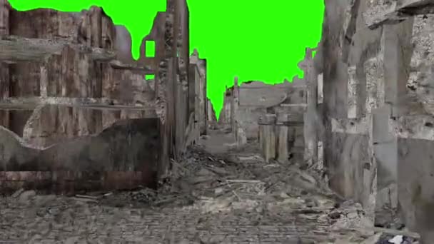 Szuper Reális Séta Romos Városi Utcán Apokalipszis Után Animáció — Stock videók