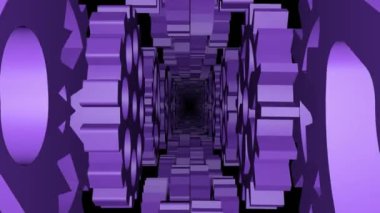 Dönen dişlilerden oluşan bir tünelde ilerliyoruz. Dönen dişli 3 boyutlu bir tünel. Vites tüneli. Döngülü. Gösteri için VJ döngü videosu. 