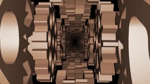 Moving Tunnel Made Rotating Gears Tunnel Rotating Gears Gears Tunnel — Stock Video