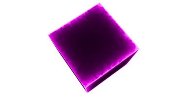 Renkli neon ateş küpü. VJ döngü videosu. VFX efektleri. Gösteri ve canlandırma için video görüntüleri.