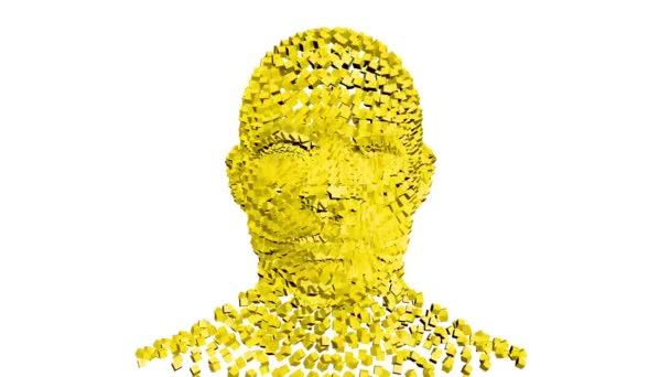 Ανθρώπινο Κεφάλι Από Περιστρεφόμενους Κύβους Κεφάλι Κινούμενο Κύβο Βρόχο Βίντεο — Αρχείο Βίντεο