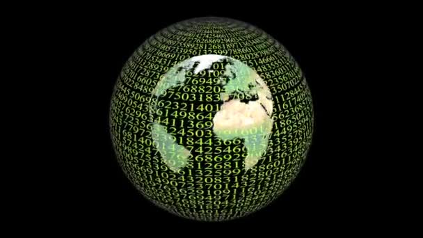 Geanimeerde Aarde Met Roterende Matrix Textuur Digitale Wereld Geanimeerde Aarde — Stockvideo