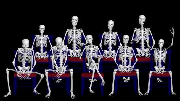 Театр Скелетами Емоції Скелетів Театрі Анімація Скелетів Відео — стокове відео