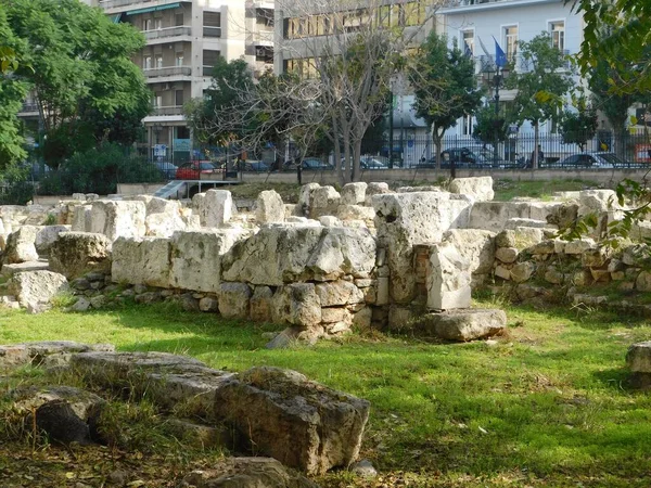 Ruinen Antiker Häuser Einem Park Piräus Griechenland — Stockfoto