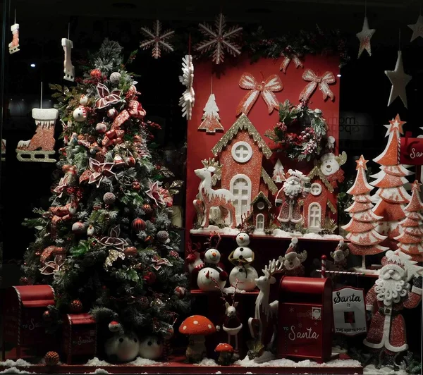 Itens Decoração Natal Uma Grande Vitrine Glyfada Atenas Grécia — Fotografia de Stock