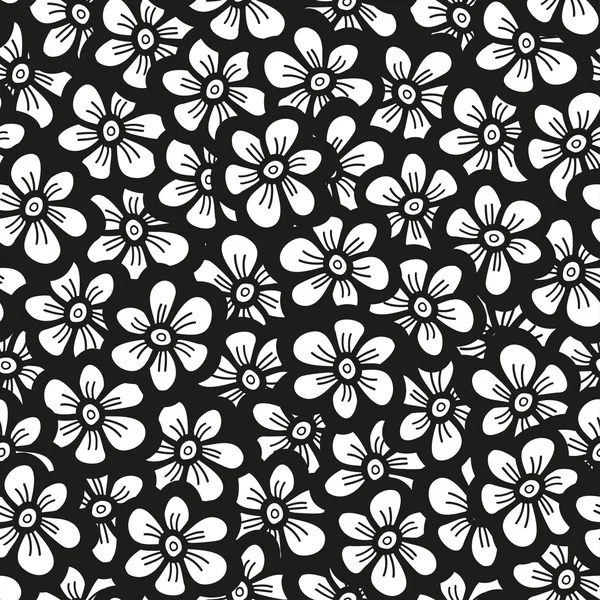 Seamless flower doodle pattern, vector illustration — Stock Vector