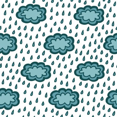 basit mavi bulutlar seamless modeli, vektör çizim