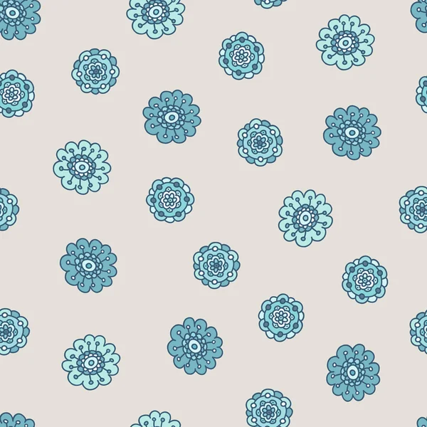 Motif sans couture floral doodle bleu, illustration vectorielle — Image vectorielle