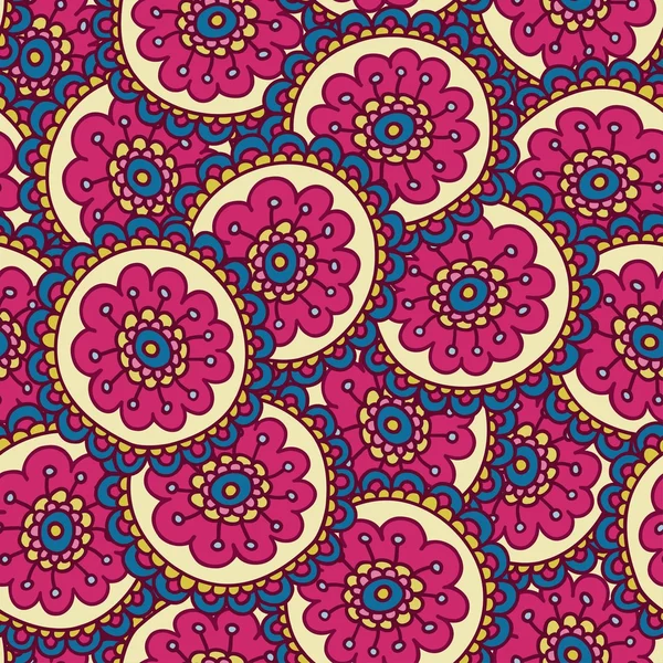 Motif de fleurs doodle coloré, illustration vectorielle dessinée à la main — Image vectorielle