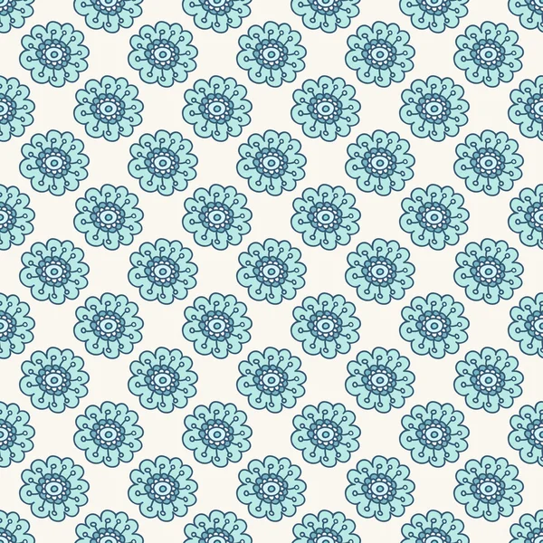 Motif sans couture floral doodle bleu, illustration vectorielle — Image vectorielle