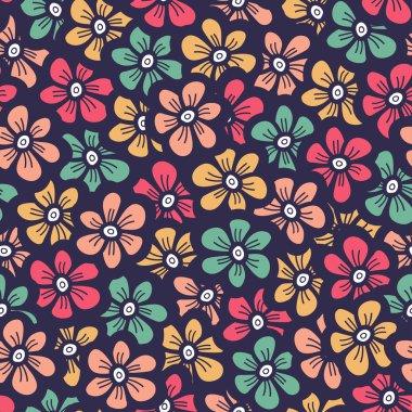 güzel sorunsuz çiçek deseni, vektör çizim doodle