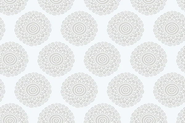 Boho white flower seamless pattern, vector illustration — Stock Vector
