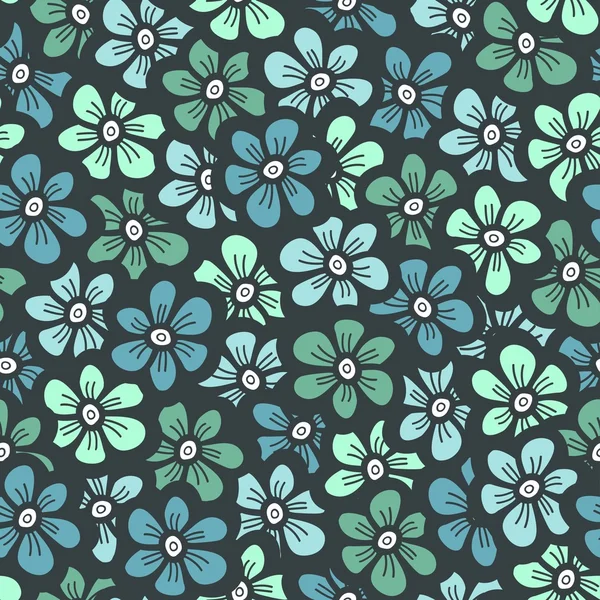 Motif de doodle fleur sans couture verte, illustration vectorielle — Image vectorielle