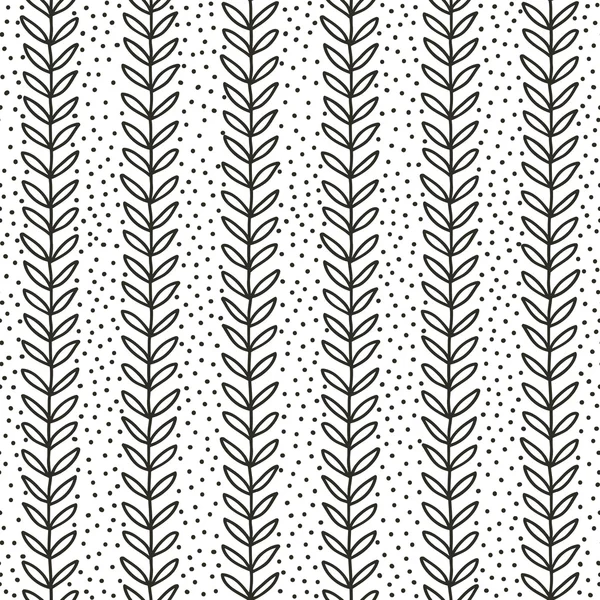 Patrón simple hoja sin costura, ilustración vectorial dibujado a mano — Archivo Imágenes Vectoriales
