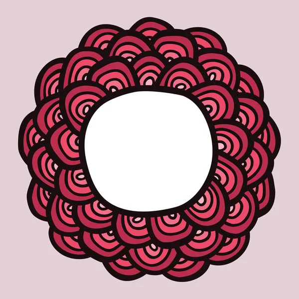 Cadre fleur doodle rouge, carte vectorielle mignonne — Image vectorielle