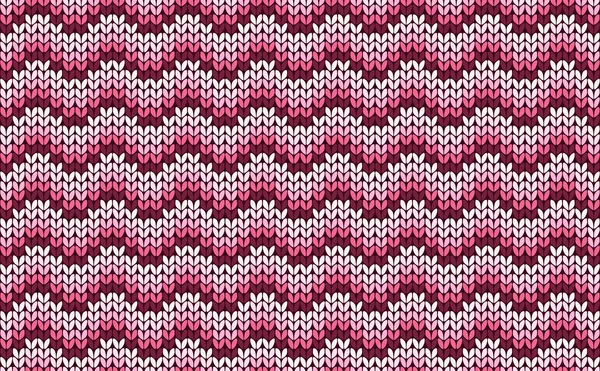 Zigzag naadloze breien roze patroon vector achtergrond — Stockvector