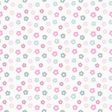 basit şirin pastel çiçek desenli, vektör çizim