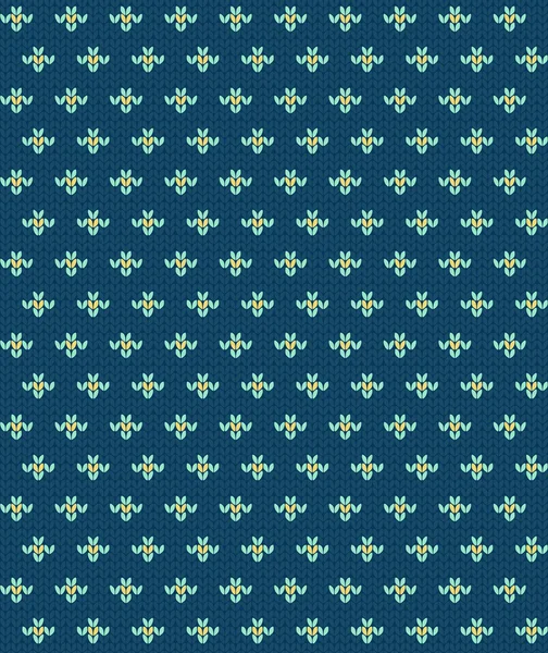 Simple seamless knitting blue flower pattern, vector background — Stock Vector