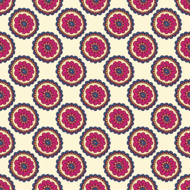 Renkli doodle seamless modeli. Soyut çiçek arka plan. Elle çizilmiş duvar kağıdı. Vektör çizim.