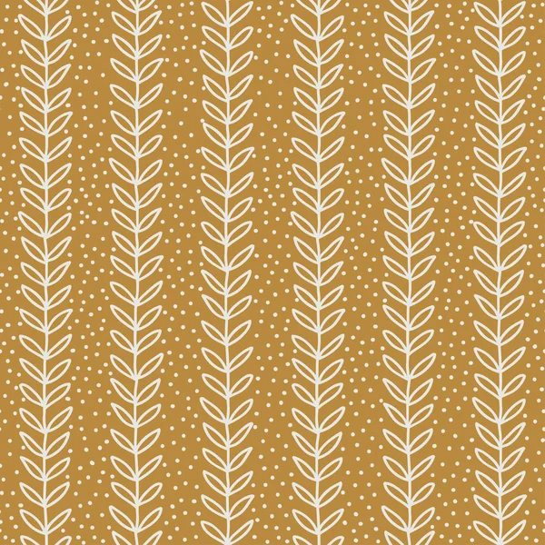 Terakota prosty wzór liścia. Eco bezszwowe tło. Ręcznie rysowane tapeta. Ilustracja wektorowa. — Wektor stockowy