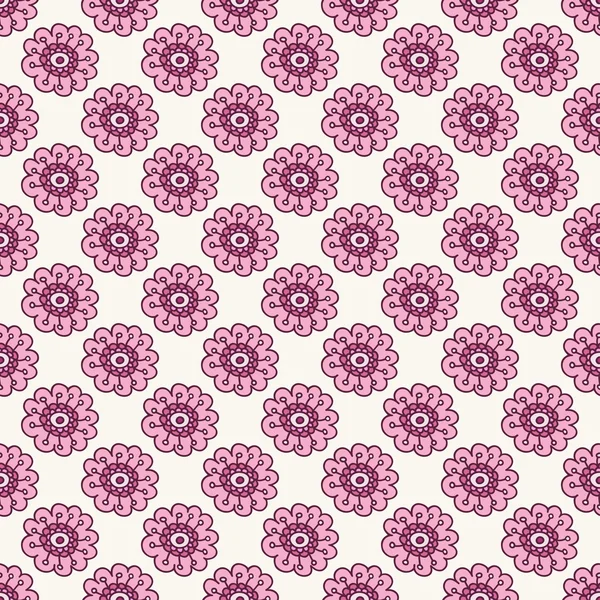 Pink floral seamless pattern. Doodle  beautiful blossom background. Hand drawn wallpaper. Vector illustration. — Stock Vector