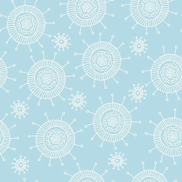 Modèle simple fleur doodle bleu. Fond abstrait pastel sans couture. Illustration vectorielle . — Image vectorielle