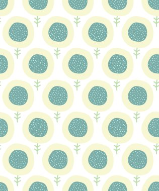 Basit çocuklar çiçek deseni. Doodle pastel sorunsuz arka plan. Sevimli duvar kağıdı. Vektör çizim.