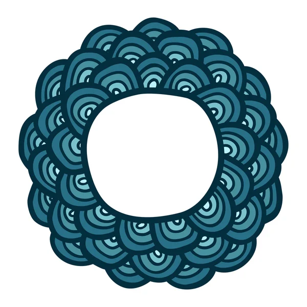 Blauwe doodle bloem frame. Leuke eenvoudige wenskaart. Vectorillustratie. — Stockvector