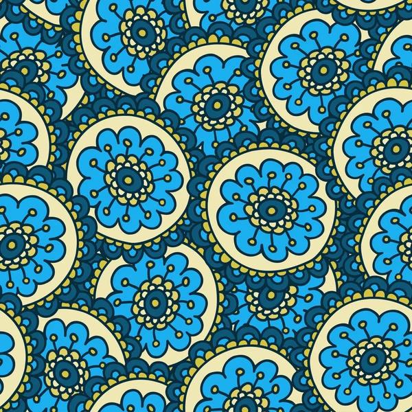 블루 낙서 꽃 패턴입니다. 손으로 그린 귀여운 완벽 한 배경입니다. 벡터 일러스트 레이 션. — 스톡 벡터