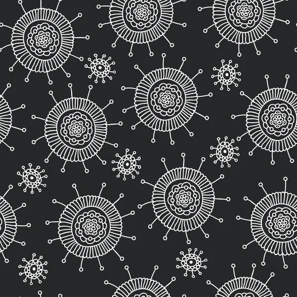 Patrón simple flor de garabato negro. Fondo abstracto sin fisuras. Ilustración vectorial . — Archivo Imágenes Vectoriales