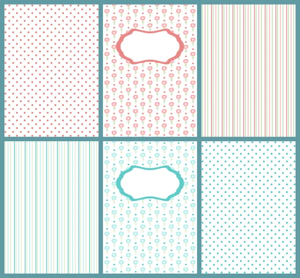 Set of cute pastel cards. Templates of kids postcard, can use for baby shower invitations. Vector illustration. — Stockvector
