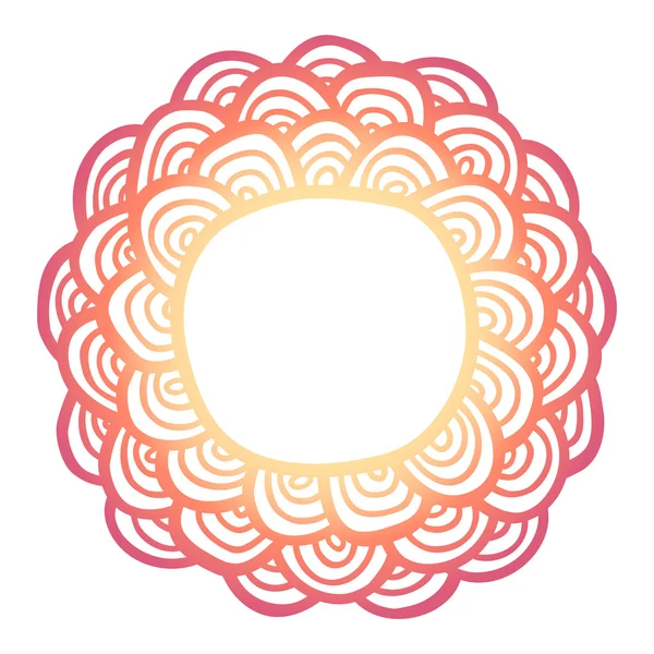 Doodle cadre de fleur de soleil. Étiquette simple. Modèle dessiné à la main Mehndi. Illustration vectorielle . — Image vectorielle