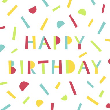 Doğum günü kartı memphis tarzı. Modern renkli şablonu için davet. 