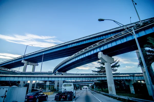 Miami florida città skyline e strade — Foto Stock