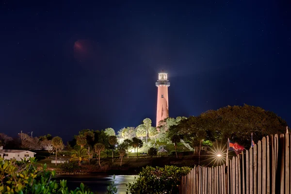 Giove Florida ingresso faro di notte — Foto Stock