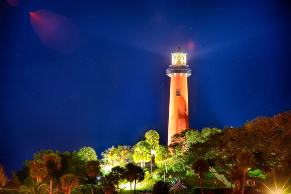 Jupiter florida entrada farol à noite — Fotografia de Stock