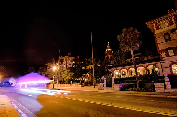 St augustine city street scenes atnight — Stock Photo, Image