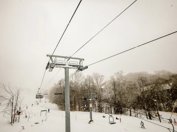 Abstract scenes at ski resort during snow storm — Stock Photo, Image