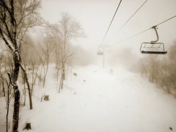 Abstract scenes at ski resort during snow storm — Stock Photo, Image