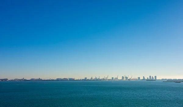 Miami Florida city skyline morning with blue sky Stock Photo