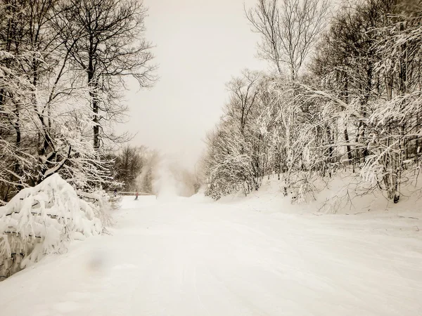 Abstract scenes at ski resort during snow storm — Stock Photo, Image