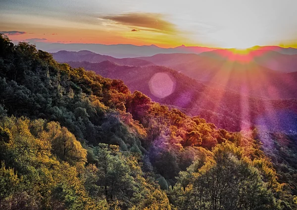 Blue Ridge Parkway nyári naplementében Appalache-hegység — Stock Fotó