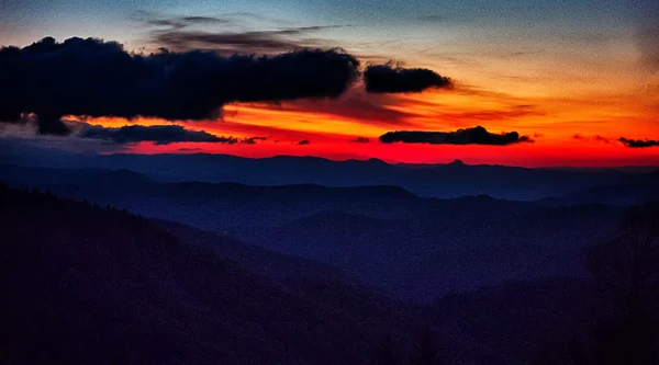 Blue Ridge Parkway verão Appalachian Montanhas pôr do sol — Fotografia de Stock