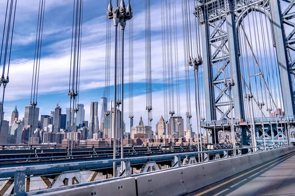 Manhattan Bridge New York City Skyline — Fotografia de Stock