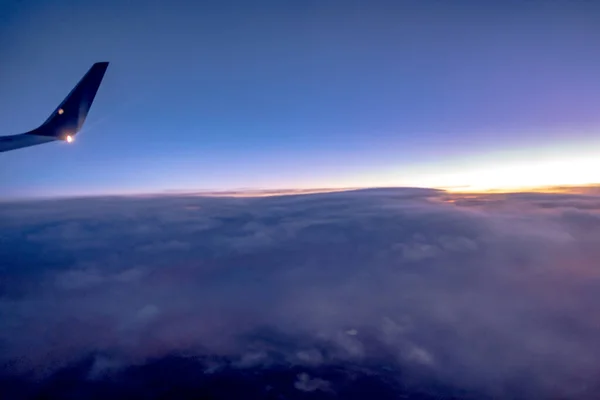 Flying Rockies Airplane Salt Lake City Sunset — Foto Stock