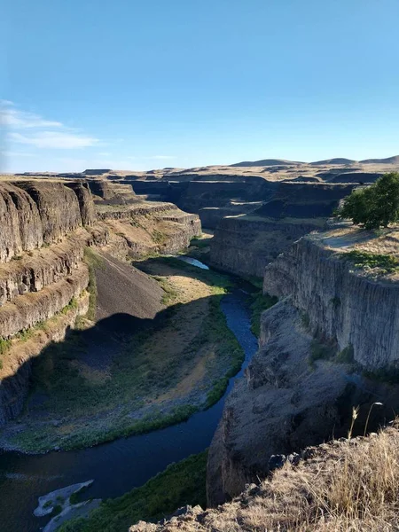 Krajobraz Kanion Widoki Palouse Falls Waszyngton Przed Zachodem Słońca — Zdjęcie stockowe