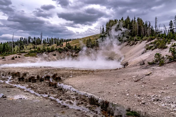 Fonte Termal Geiser Yellowstone Par Nacional — Fotografia de Stock