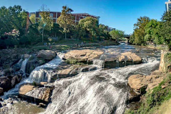 Greenville Sud Carolina Sur Reedy River Centre Ville — Photo