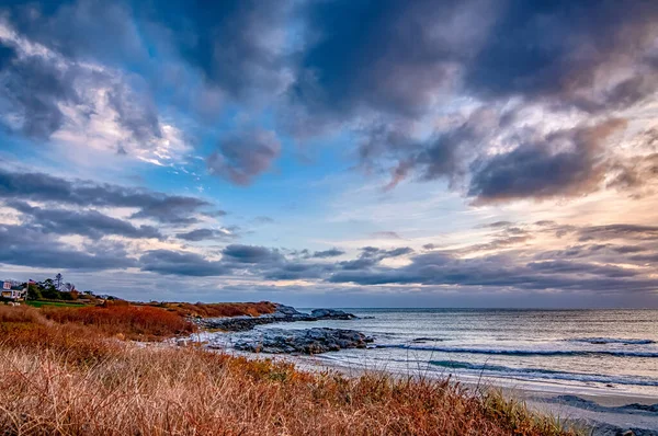 Solnedgång Newport Rhode Vid Slottet Hill Fyr — Stockfoto